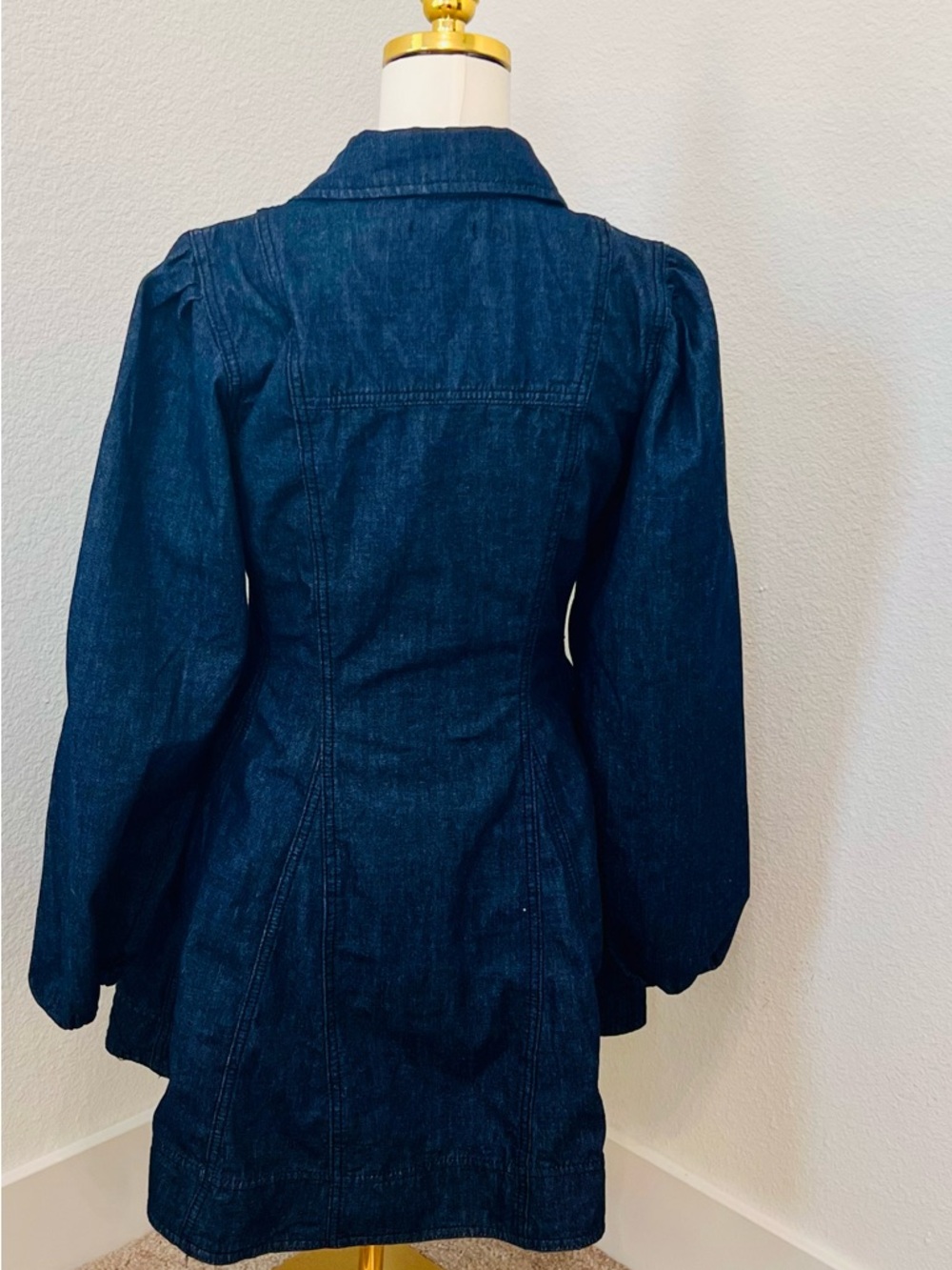 Fashion Nova Denim Button Front Mini Shirt Dress | Long Sleeve Collare - Picture 4 of 7